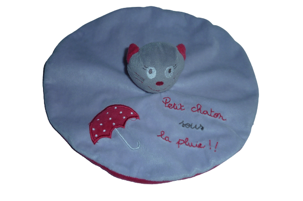 Doudou chat plat mauve rouge - Kiabi