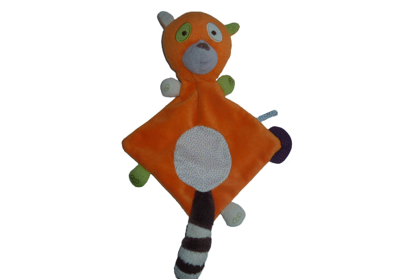 Doudou raton laveur plat orange - Pandi Panda