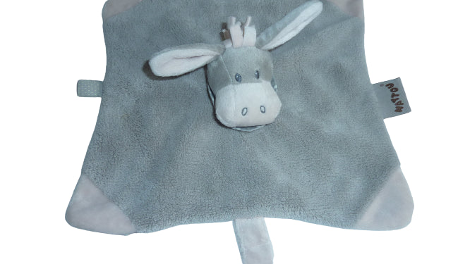 Doudou âne - Lungo Cappuccino - plat attache tétine - Nattou