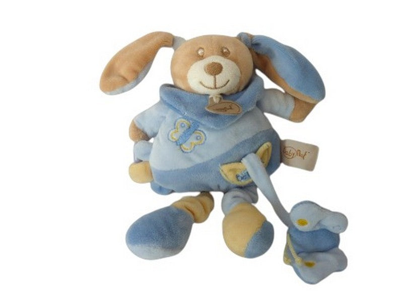 Peluche éveil lapin bleu - Baby'Nat - 26 cm