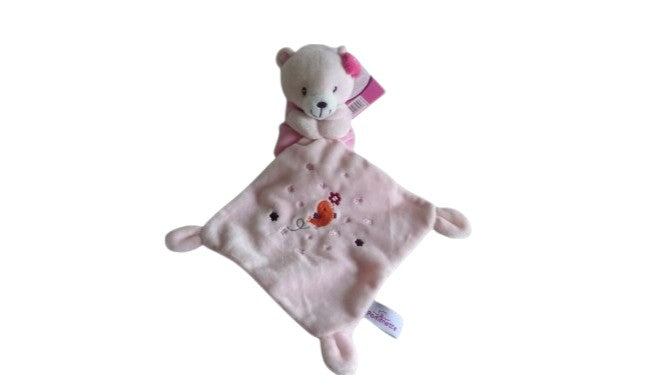 Peluche ours avec mouchoir rose - Pommette