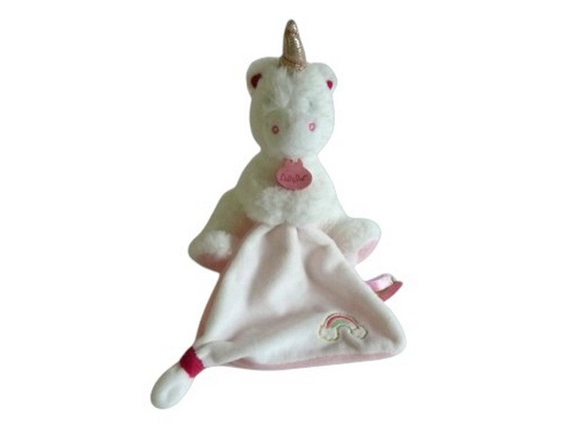 Peluche licorne avec mouchoir blanc rose - BN0320 Baby'Nat