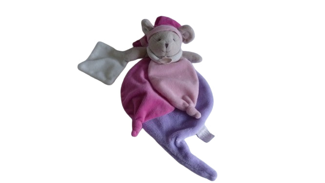 Doudou souris rose fushia parme - plat - Collector - DC2804 Doudou et Compagnie