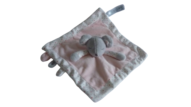 Doudou souris plat rose blanc - Obaibi