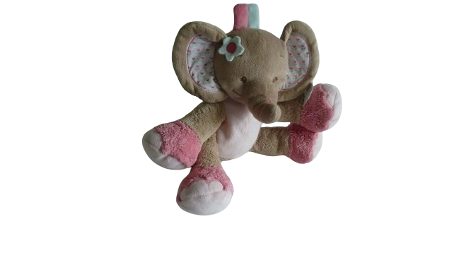 Peluche éléphant marron rose- Charlotte et Rose - Nattou - 22 cm