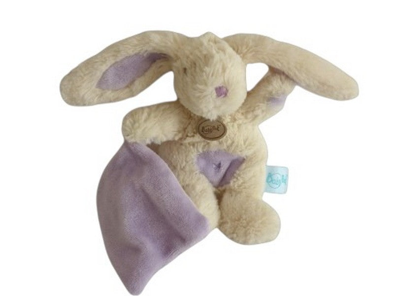Peluche lapin avec mouchoir mauve - Baby'Nat