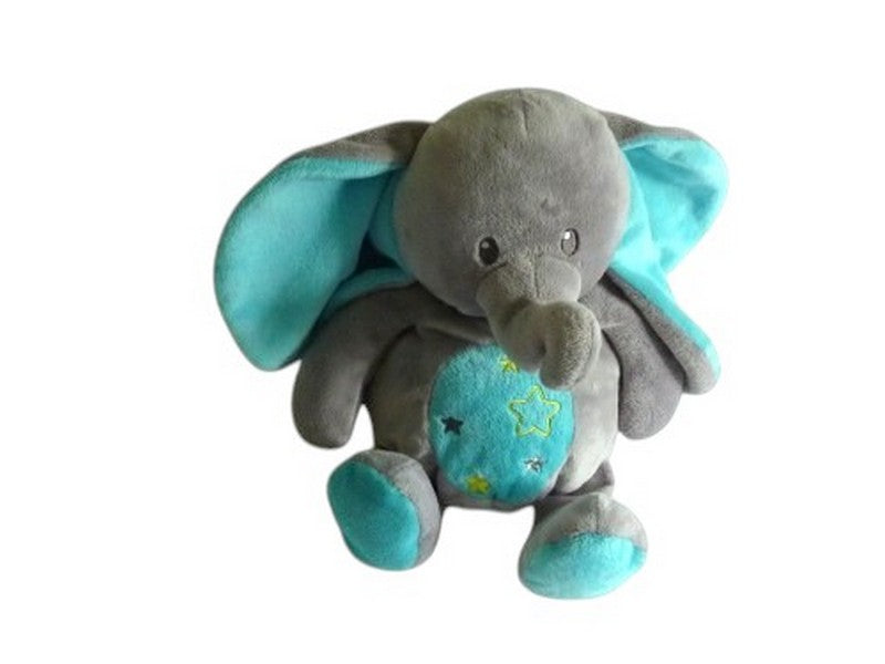 Peluche éléphant gris bleu - Nicotoy - 36 cm