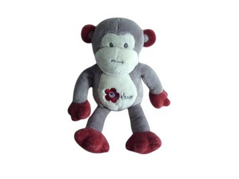 Peluche singe gris blanc rouge - Arthur et Lola - 23 cm
