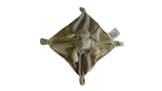 Doudou mouton marron beige - plat - Mots d'Enfants