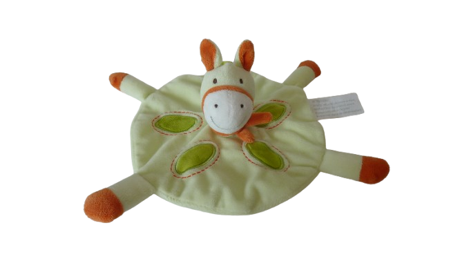Doudou cheval plat vert orange - Kimbaloo