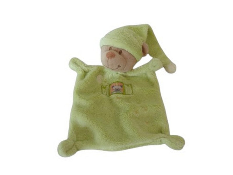 Doudou ours plat vert - Nicotoy