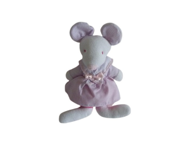Peluche souris rose blanc - Jemini - 21 cm
