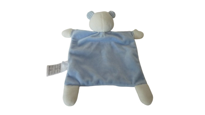 Doudou ours blanc et bleu plat Mots d'Enfants