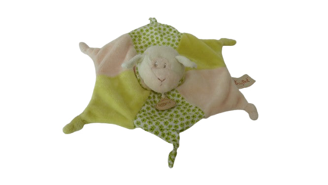 Doudou mouton beige et vert plat Baby'Nat