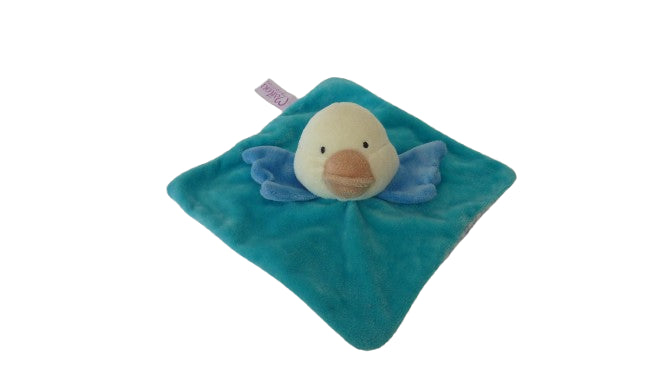 Doudou canard bleu turquoise - plat - Maïlou