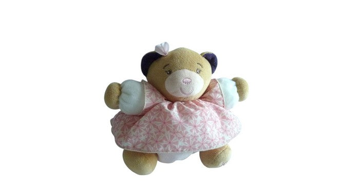 Peluche ours - marron blanc rose - Kaloo - 17 cm