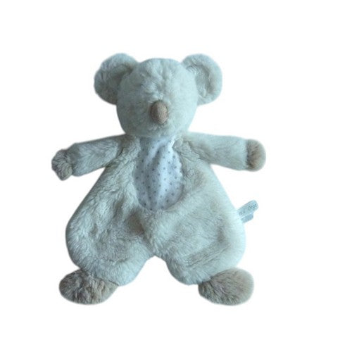 Doudou souris plat beige marron blanc - Sucre d'Orge