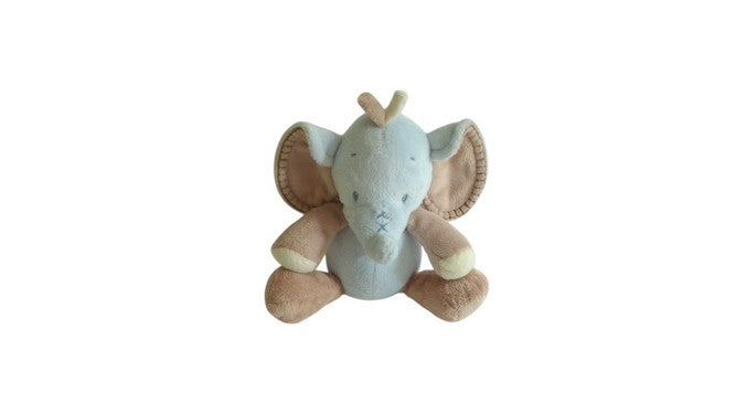 Peluche musicale éléphant bleu marron - Les Rigolos - Nattou - 16 cm