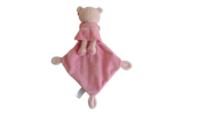 Peluche ours rose avec mouchoir - Pommette - 17 cm
