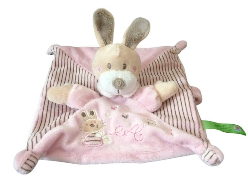 Doudou lapin plat - rose motifs - Nicotoy Simba Toys