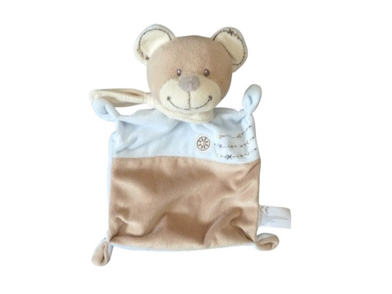 Doudou ours plat marron bleu - Nicotoy Simba Toys - 22 cm