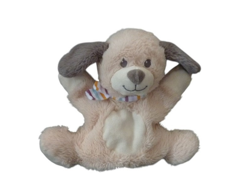 Doudou chien marionnette beige écru gris - Tex Baby - 24 cm