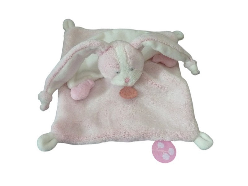 Doudou lapin plat rose blanc - Collection Les Toudoux BN0271 - Baby'Nat