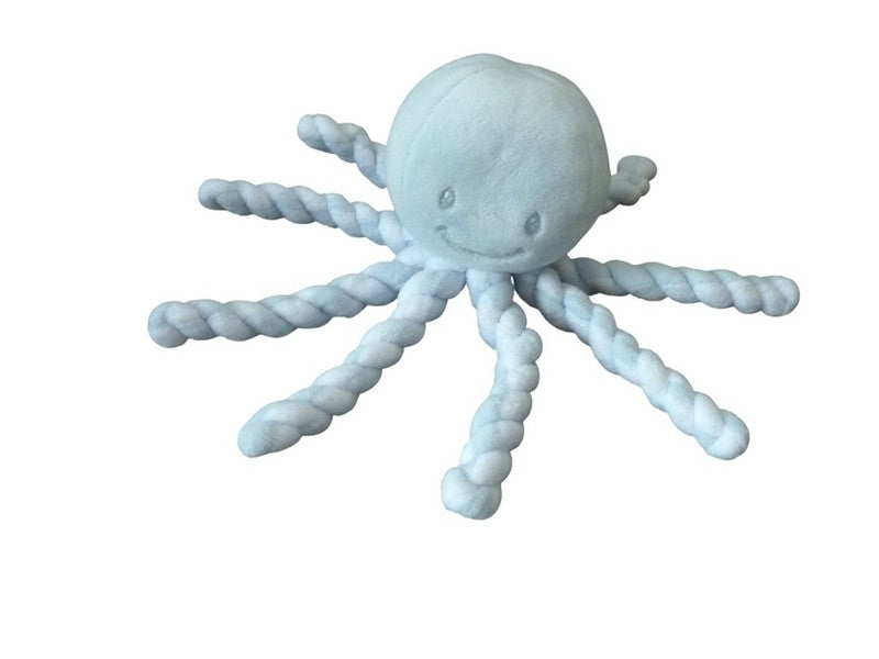 Peluche pieuvre bleu ciel blanc - Nattou