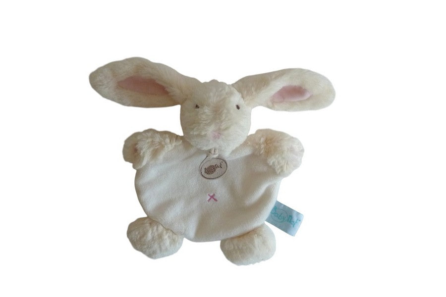 Doudou lapin plat écru blanc rose - Baby'Nat