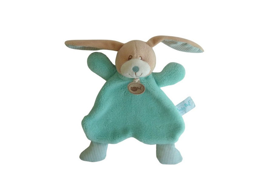 Doudou lapin plat turquoise - Baby'Nat
