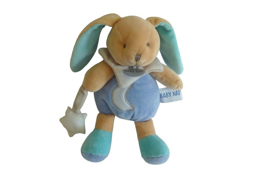 Peluche lapin bleu marron - Les Luminescents - Baby’Nat BN0139 - 22 cm