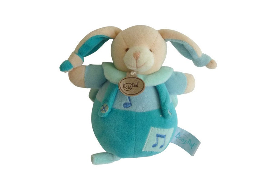 Peluche lapin musicale turquoise - Les Mems Pacap - Baby'Nat BN733