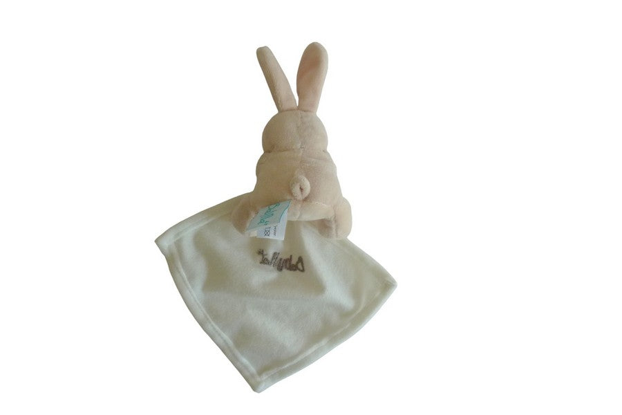 Peluche lapin avec mouchoir beige blanc - Baby'Nat BN3521
