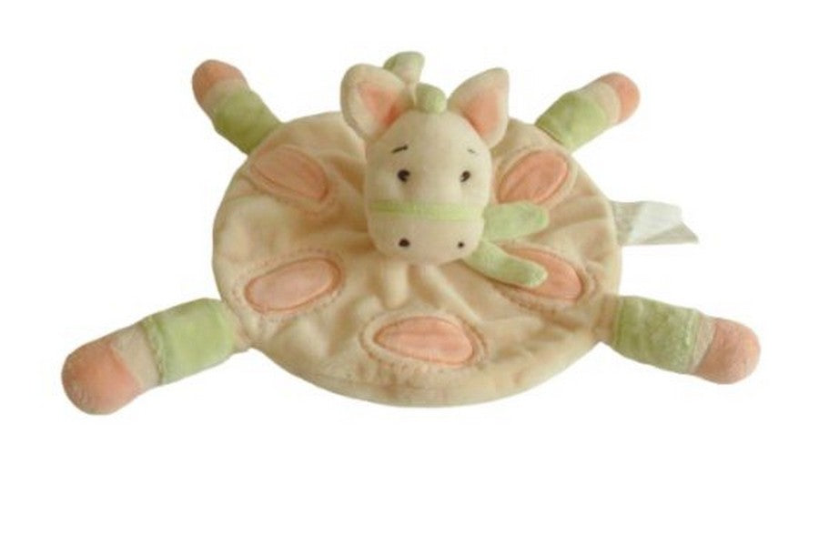 Doudou cheval plat jaune orange vert - Kimbaloo