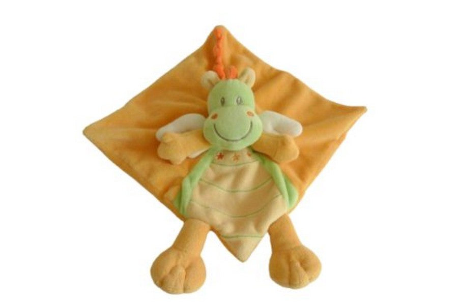 Doudou dragon plat orange vert - Nicotoy