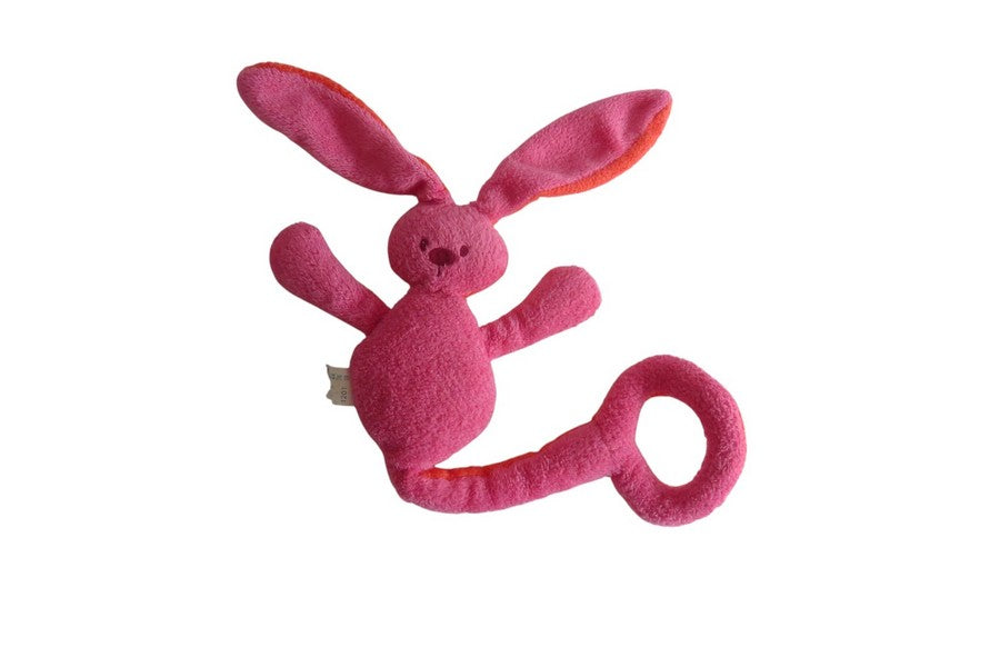 Doudou hochet lapin fuchsia rouge - Nattou