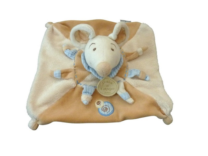 Doudou souris plat marron beige - Douvelours - Doudou et Compagnie