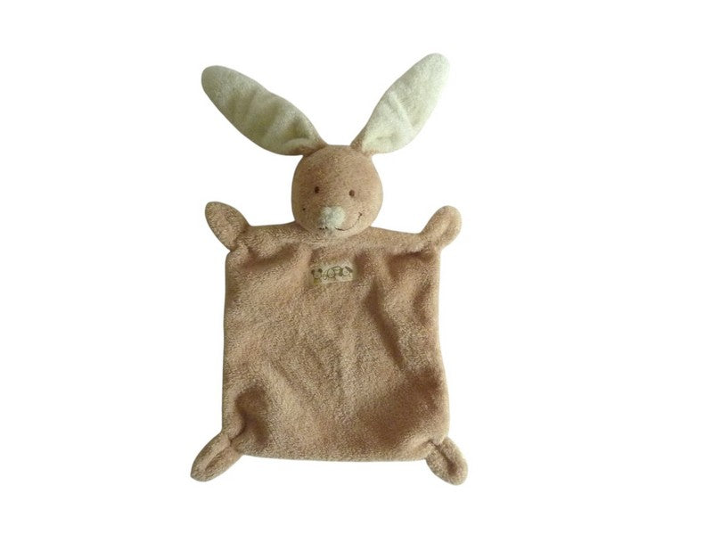 Doudou lapin plat marron écru - Nicotoy