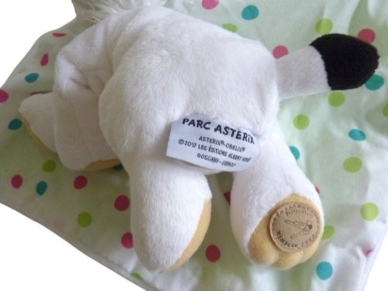 Peluche chien Idéfix avec couverture - Parc Astérix - 17 cm