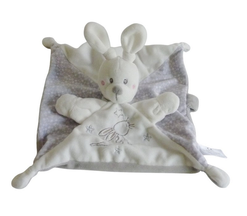 Doudou lapin plat blanc gris - Nicotoy Simba Toys