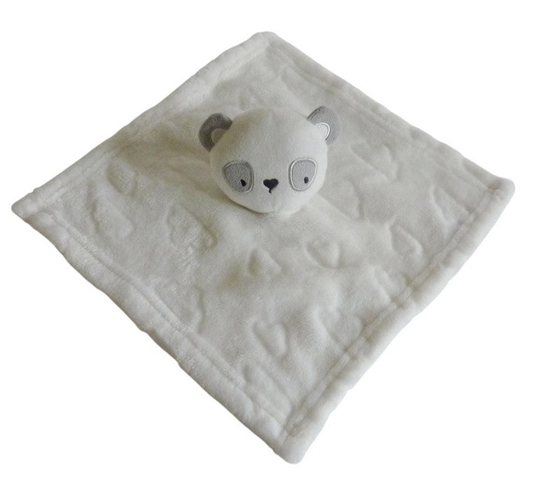 Doudou panda plat carré blanc avec cœur en relief – Primark 29 x 29 cm