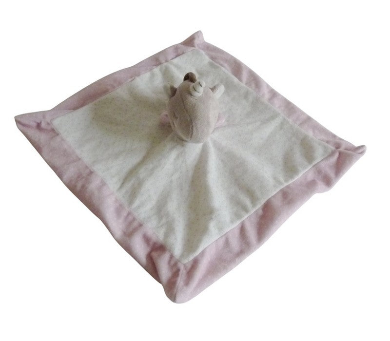 Doudou licorne rose blanc plat