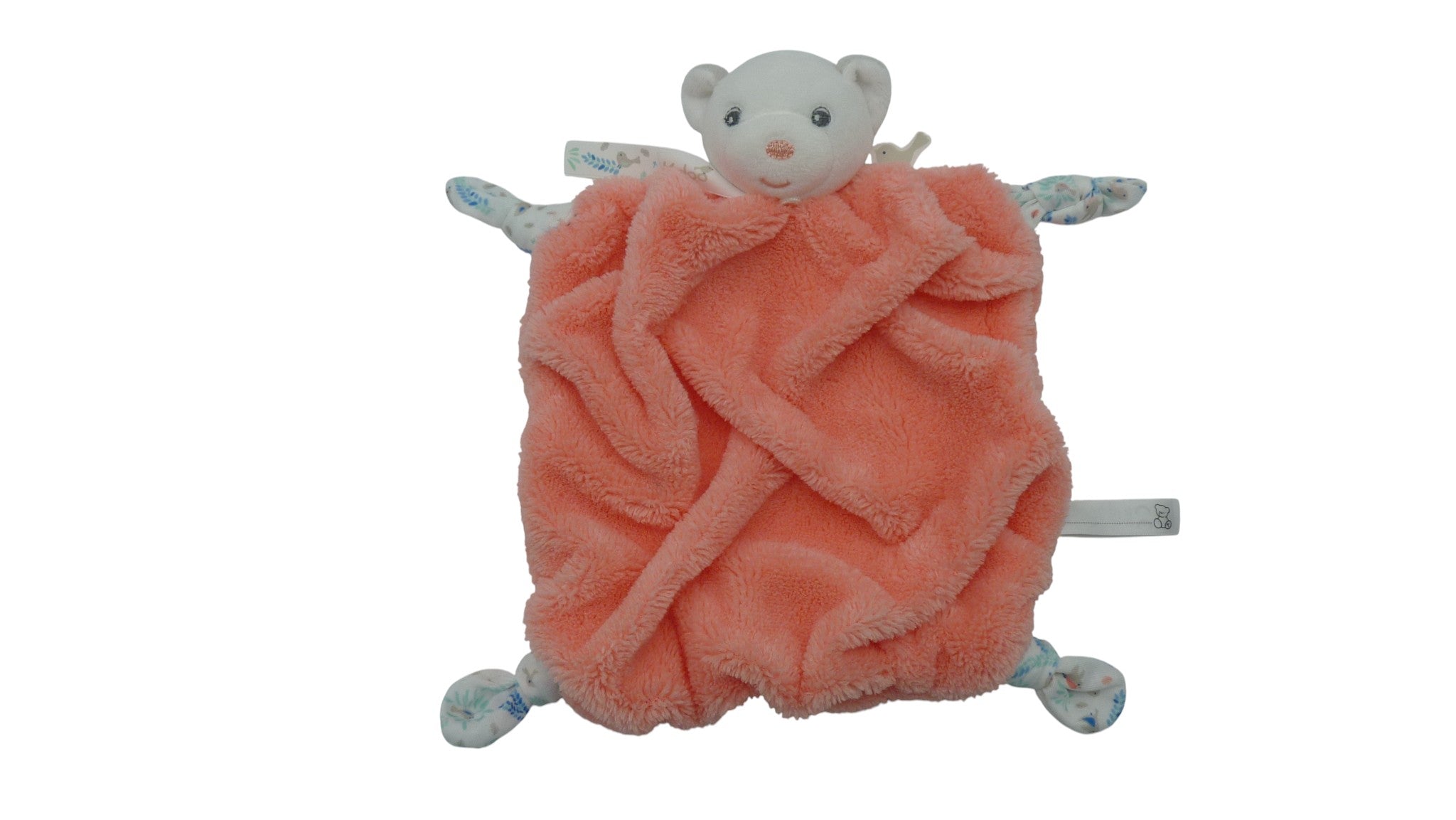 Doudou ours plat corail - Plume - Kaloo