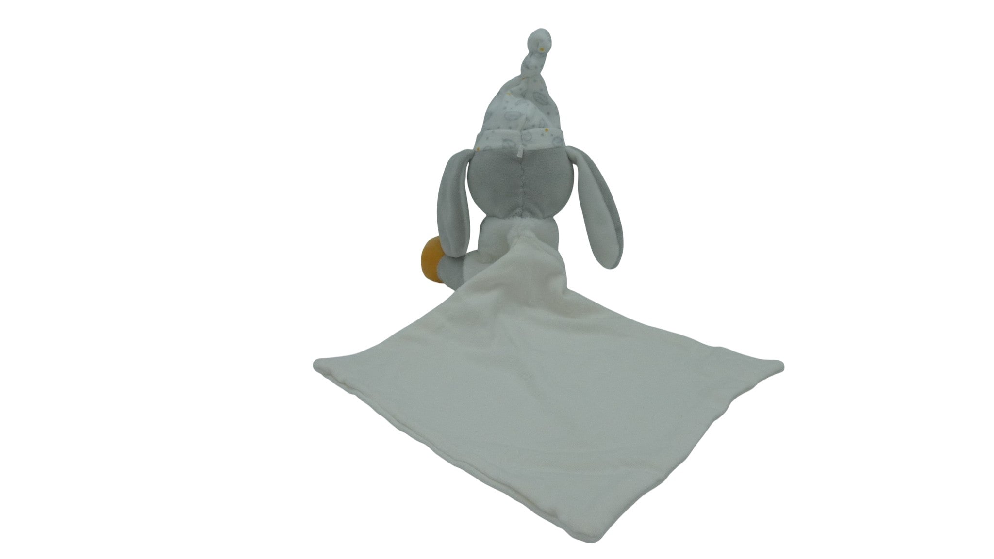 Peluche lapin blanc gris mouchoir - Sucre d'Orge