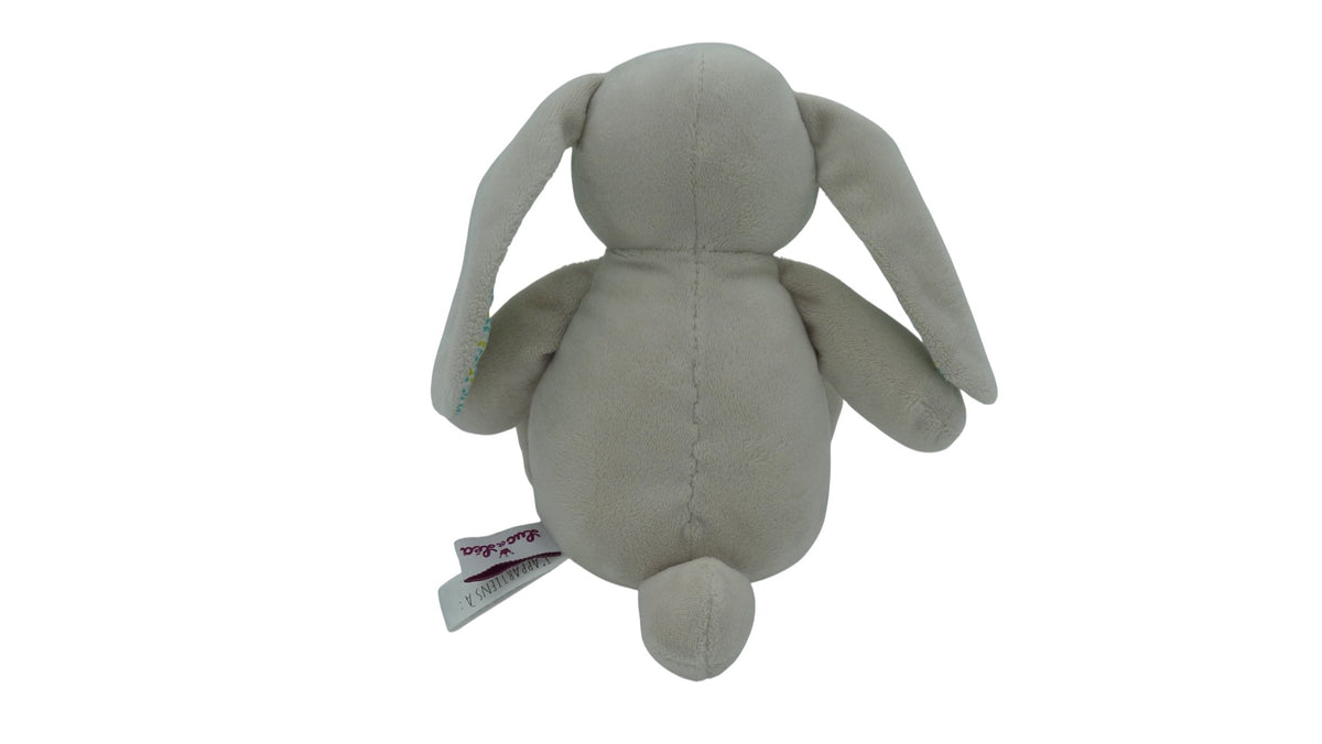 Peluche lapin gris à motifs – Luc et Léa 20 cm