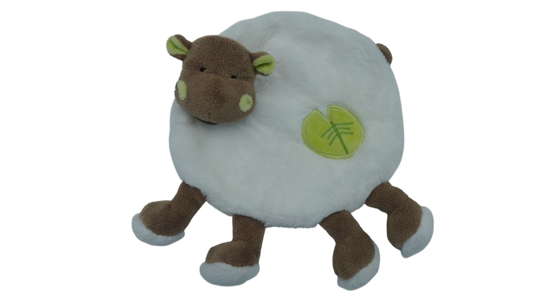 Doudou hippopotame plat écru vert - Bazile & Zoé - BN722 Baby'Nat