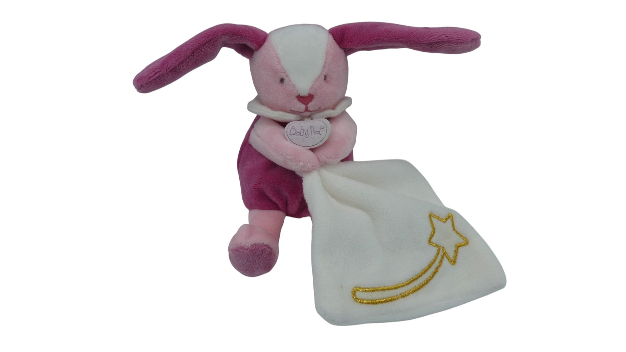 Peluche lapin rose mouchoir blanc - Les Comètes - BN0395 Baby'Nat