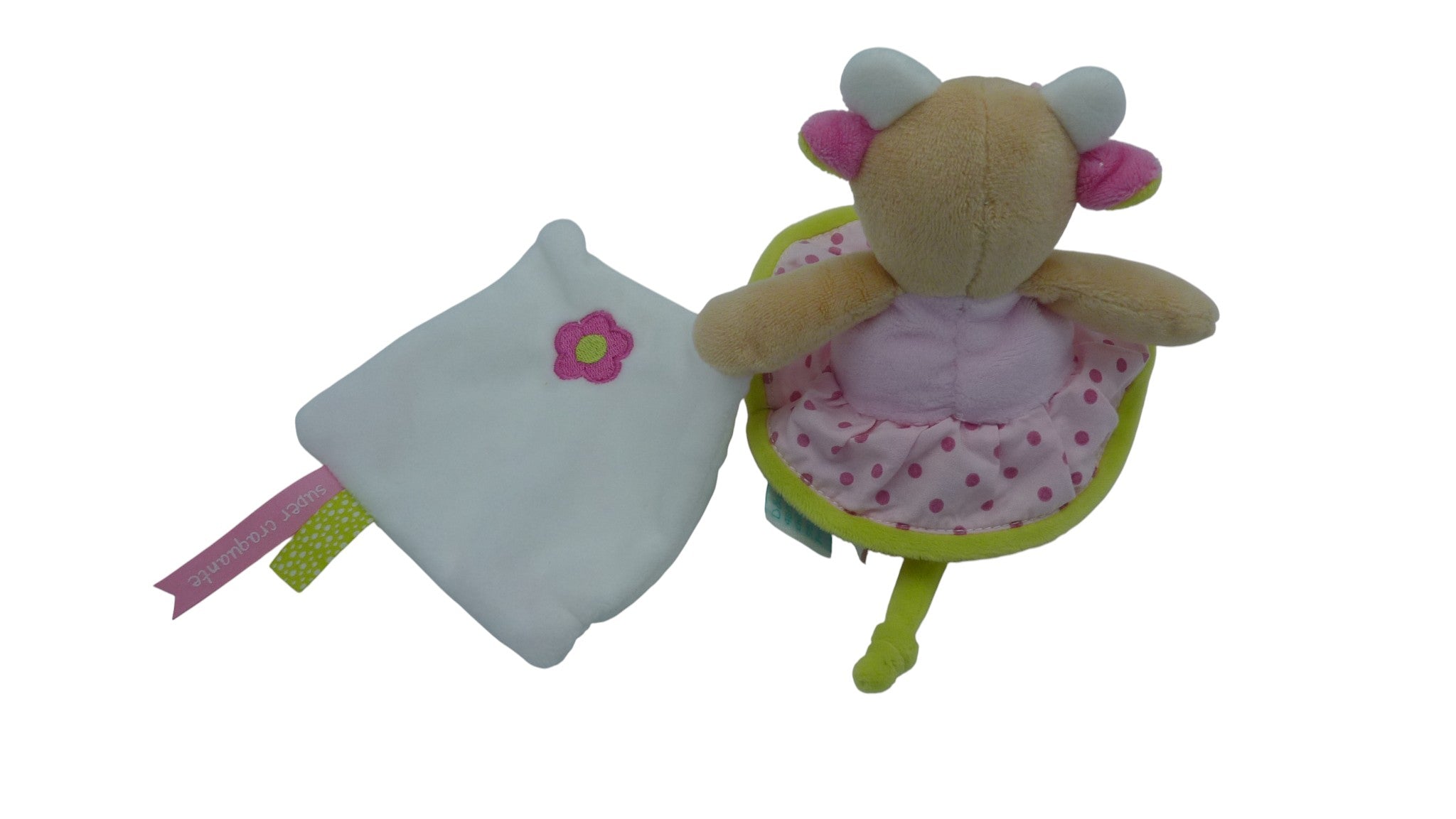Peluche vache rose mouchoir blanc - Coquillette & Picotin - BN0171 Baby'Nat