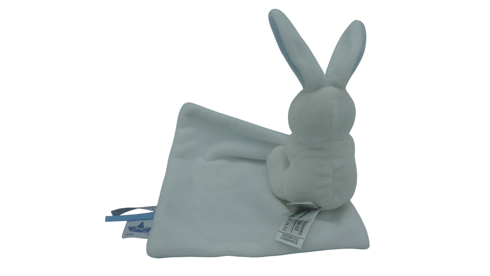 Peluche lapin blanc avec mouchoir bleu - Poudre de Perlidoudou - DC3514 Doudou et Compagnie