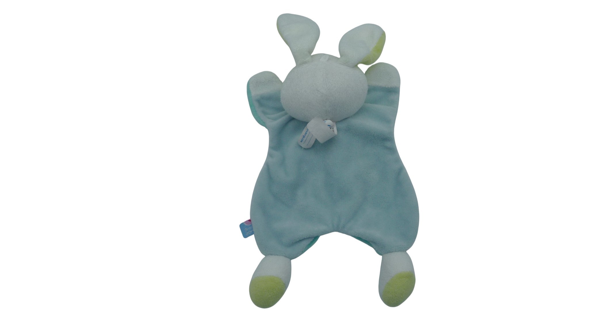 Doudou lapin plat vert - Sucre d'Orge